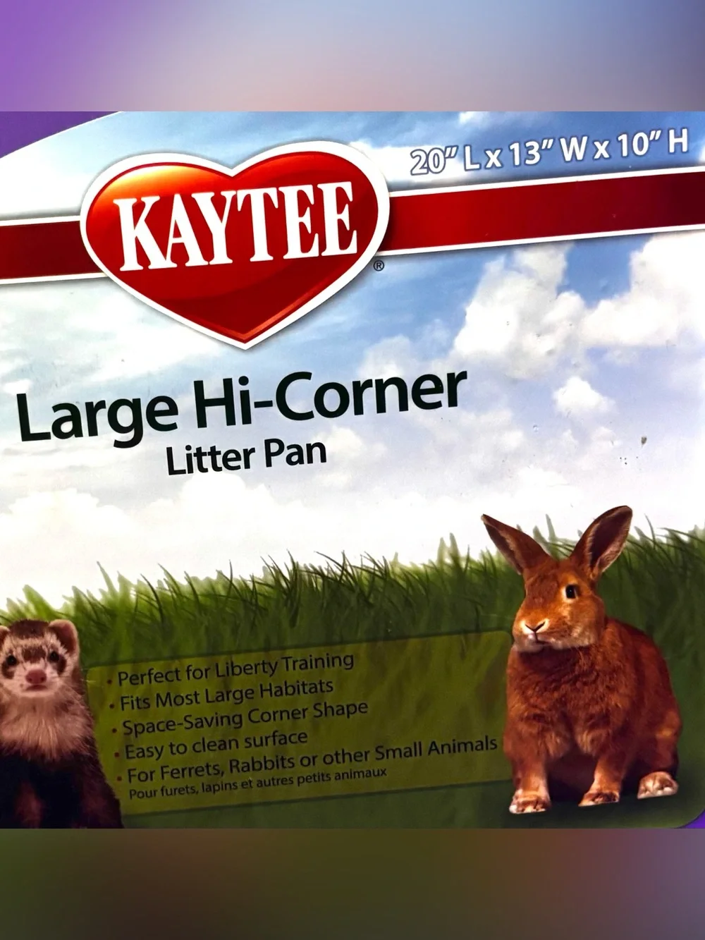 Kaytee Small Animal Large Purple Hi-Corner Litter Pan
